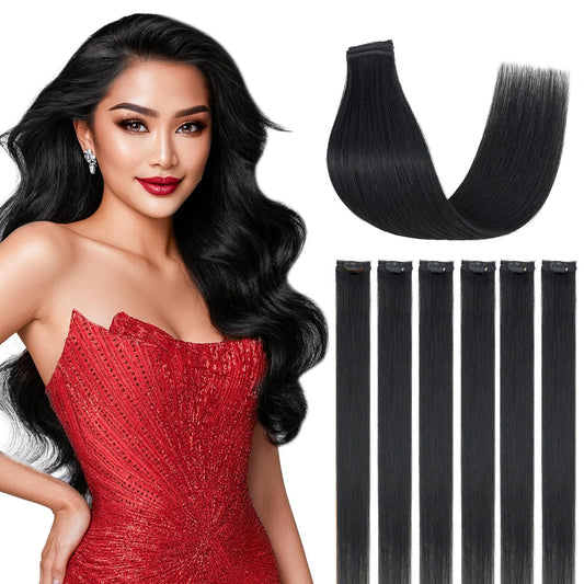 SEGOHAIR Clip in Hair Extensions Real Human Hair for Women, 10 Inch 31g 6pcs, Grey, Straight - Highlight, Add Volume and Length for Daily Wear, Parties, Weddings
