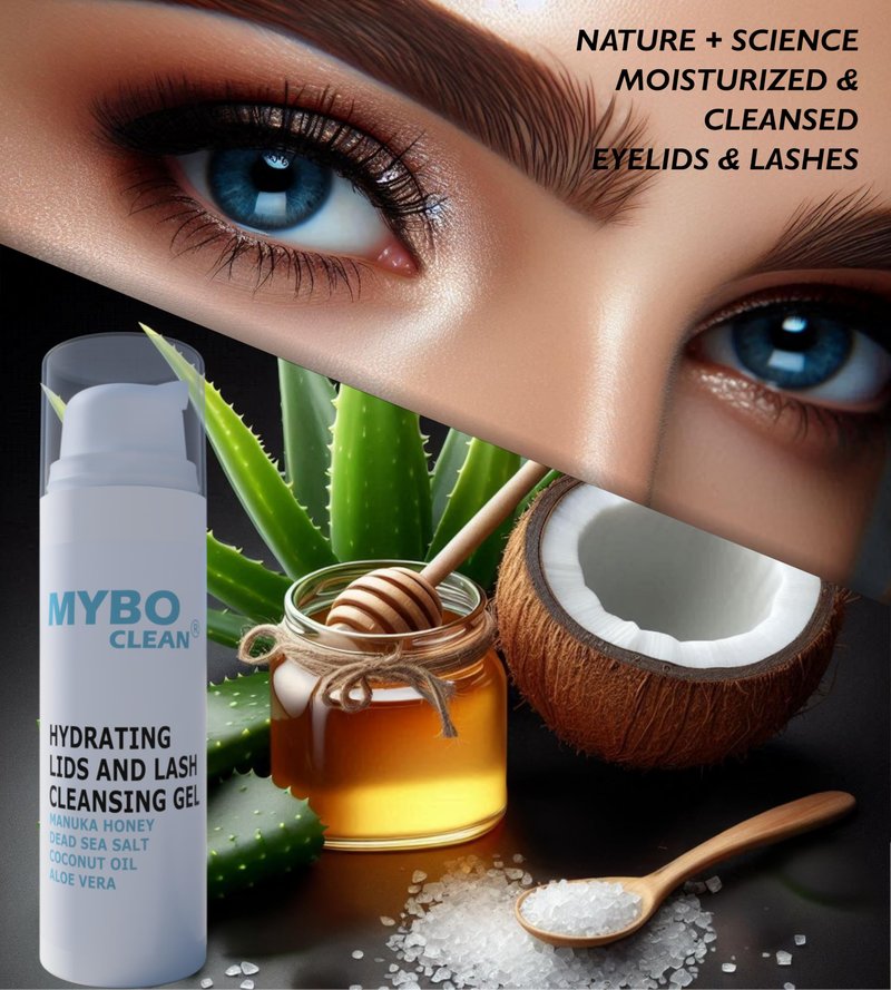 Myboclean Hydrating Lids and Lash Cleansing Gel, Manuka Honey UMF 16+, Aloe Vera, Coconut Oil, Dead Sea Salt, 1.69 Fl Oz