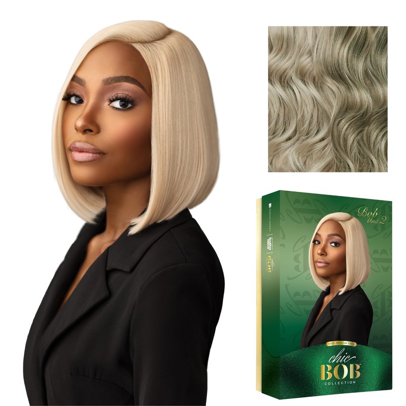 Sensationnel Chicbob Lace Frontwig - Bob Unit 2 Face Framing Glueless Wig Wide 5 Inch Deep Part Synthetic Preplucked Hairline (LIGHTASHBLONDE)