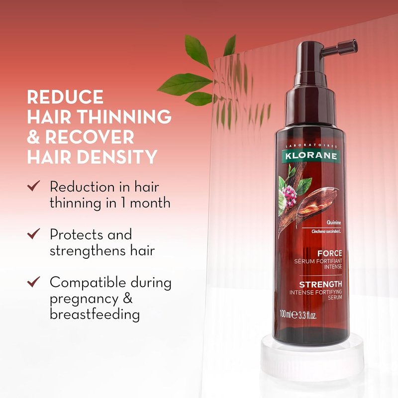 Klorane Intense Strengthening Serum - Natural Hair Thinning Solution for Thicker, Stronger Hair - 3.3 fl. oz.