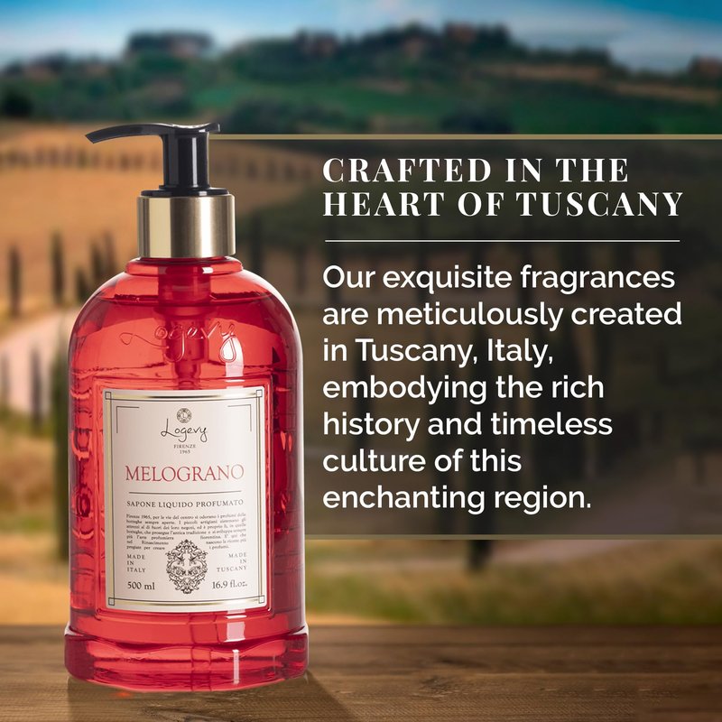 Logevy Melograno Liquid Hand Soap – Invigorating Fragrance Made from the Best Skin-Friendly Ingredients Rich in Nutritional Properties for Hydrating and Soothing Action – 500ml