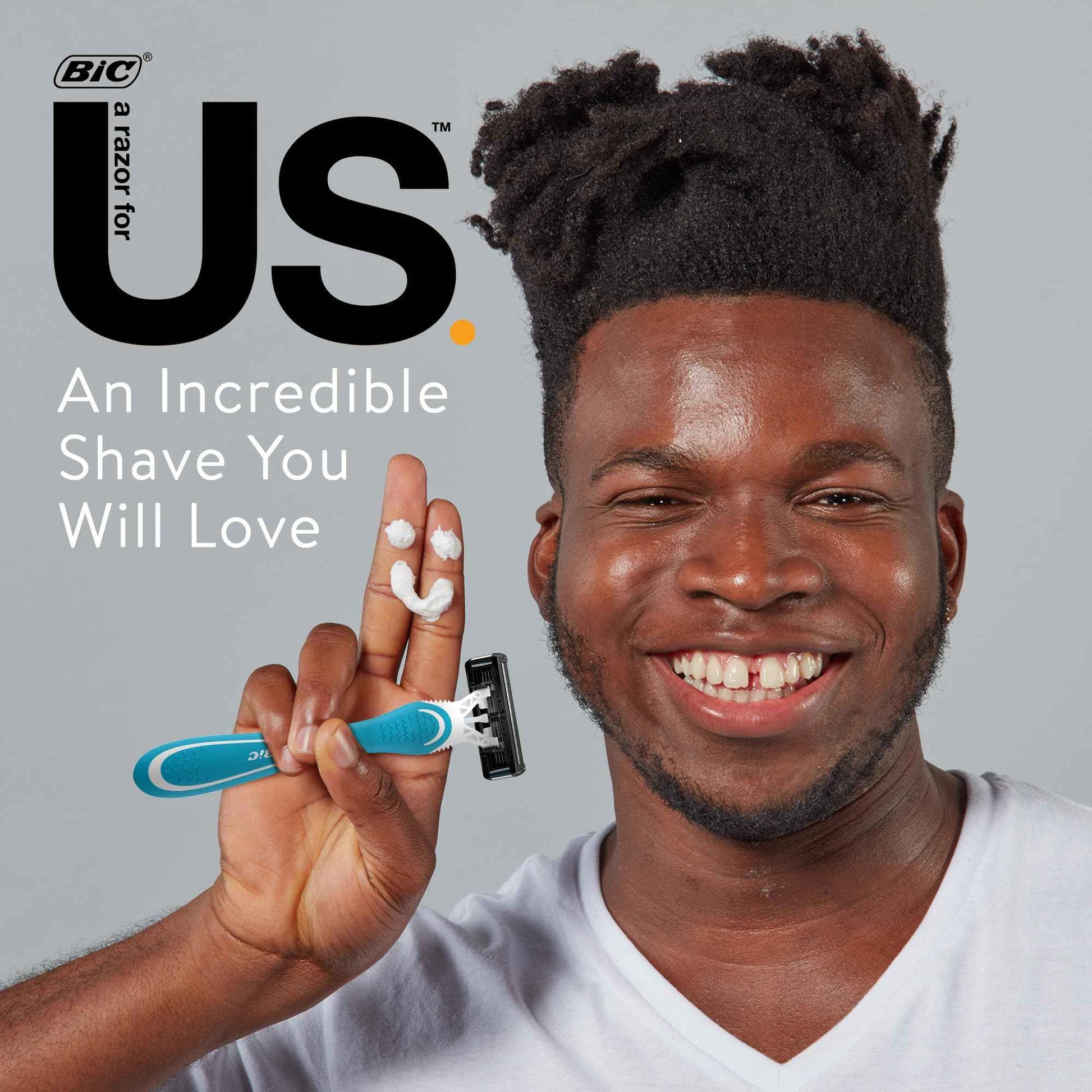 BIC Us. 5-Blade Unisex Disposable Razors For Men and Women, Lubrication Strip For a Smooth, Close Shave, 12-Count