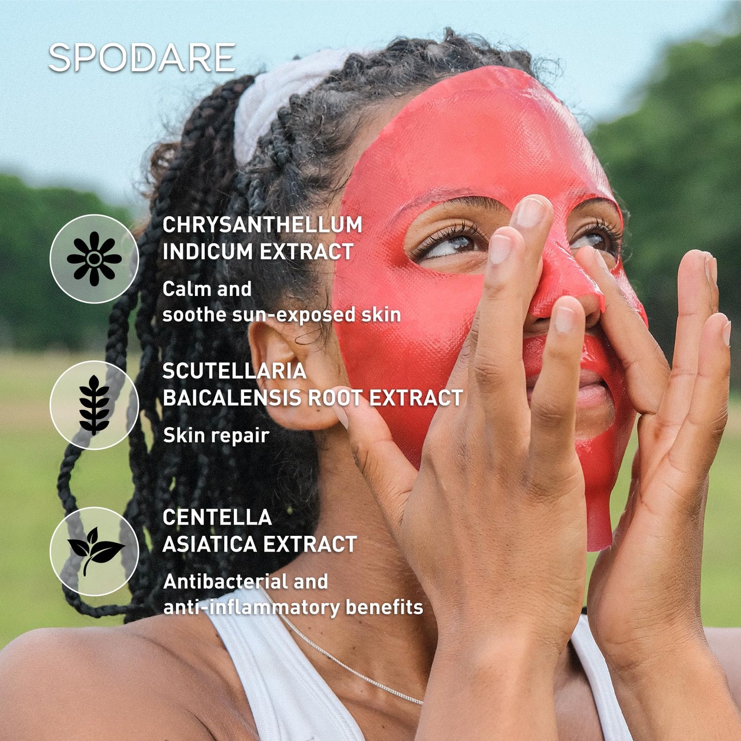 SPODARE SPORTS MASK - Soothing Hydrogel Face Mask - Repair Sun Damage, Calm Skin and Alleviate Redness - Soothe Skin and Reset Mind after Exercise - For All Skin Types - 5 Pc