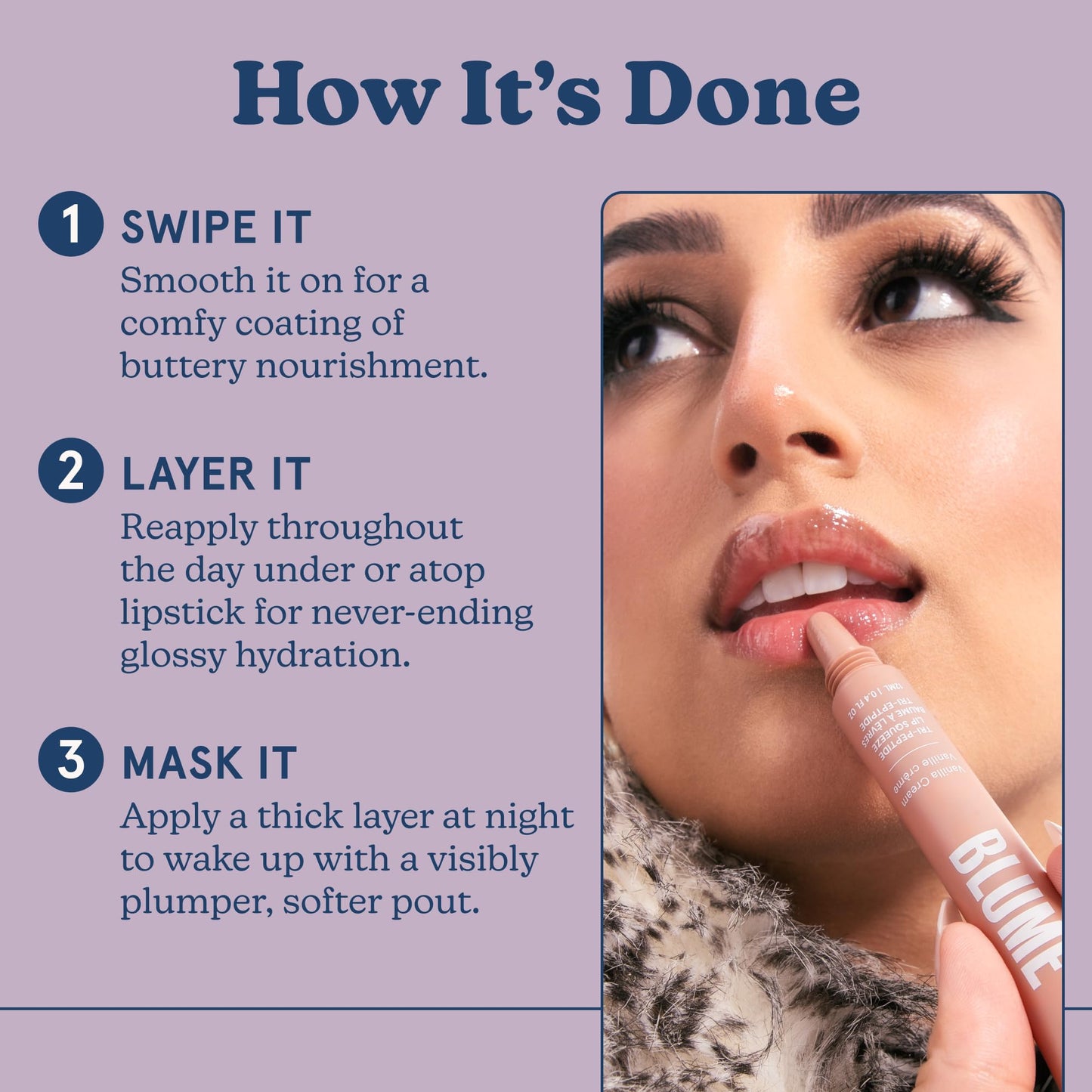 Blume Tri-Peptide Vanilla Lip Balm - Superbalm Lip Moisturizer with Shea Butter and Squalane to Deeply Hydrate & Heal Dry, Cracked Lips - Cruelty Free & Vegan Lip Plumper (0.4 Fl Oz)