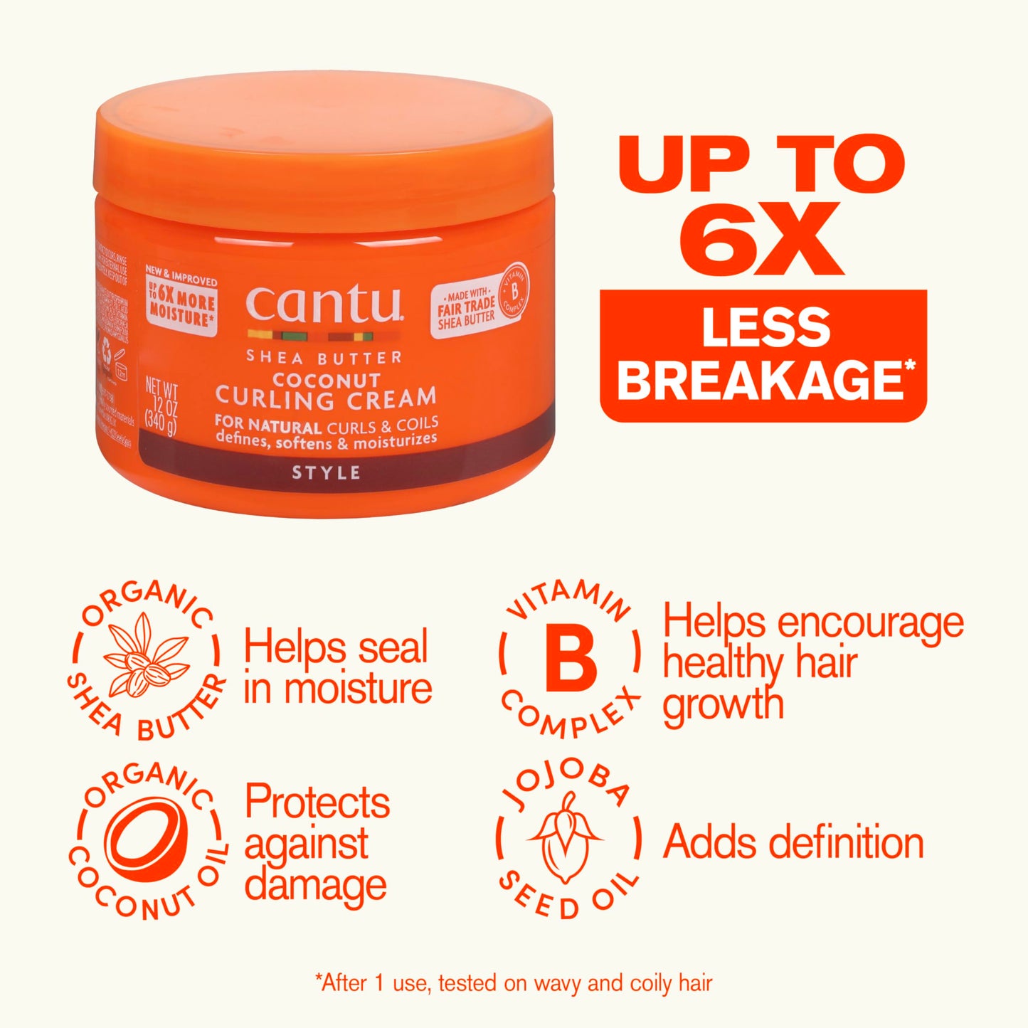 Cantu Coconut Curling Cream with Shea Butter for Natural Hair, 12 oz