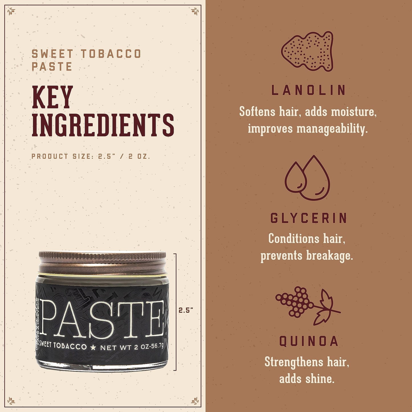 18.21 Man Made Hair Styling Product,2oz. Original Sweet Tobacco Scent in Paste with Natural Shine Finish,(Pack of 2)