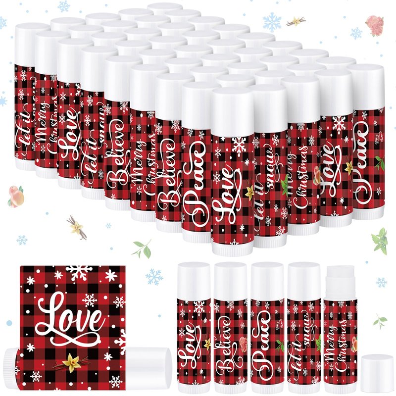 50 Pcs Christmas Lip Balm Bulk Christmas Gifts Stocking Stuffers Xmas Party Favors Holiday Lip Balm Employee Appreciation Gifts for Staff Team Coworkers Thank You Teacher Nurse