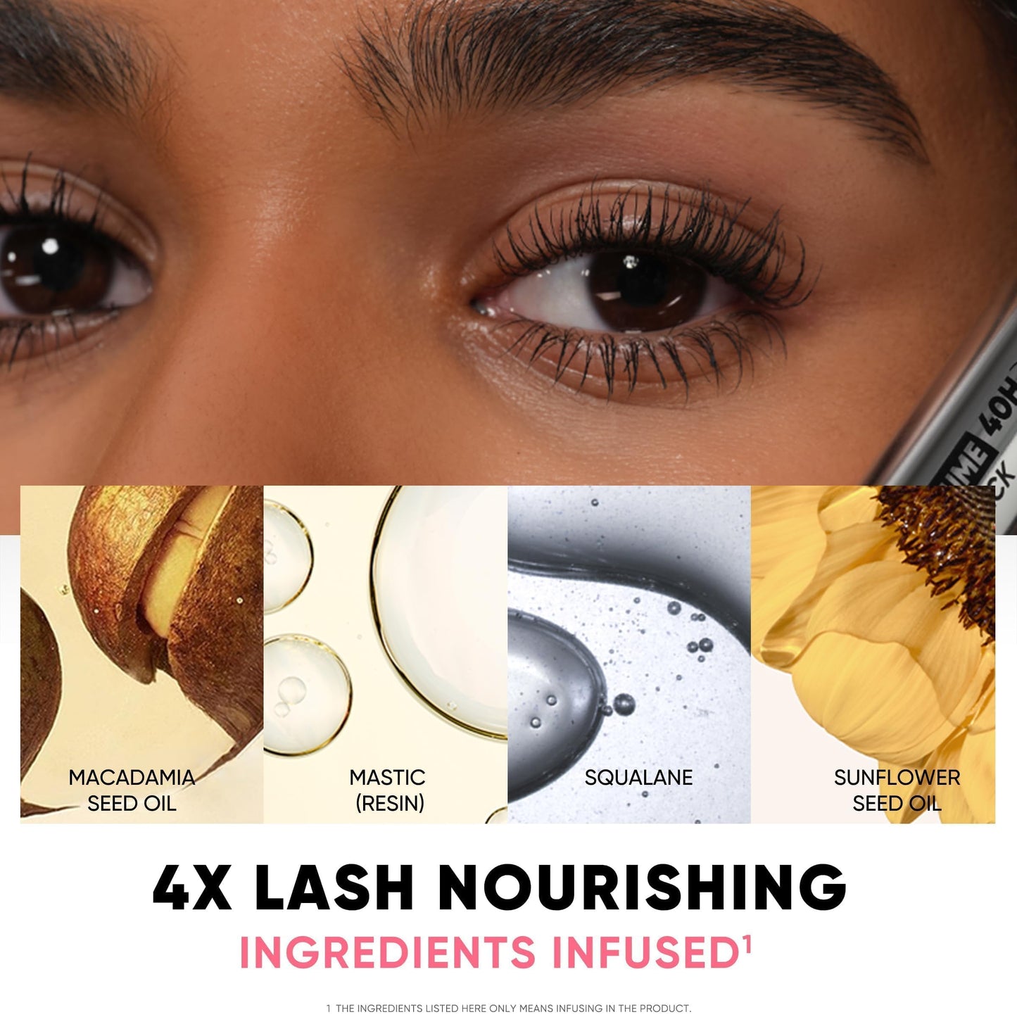 JUDYDOLL No-Drooping Volume Mascara Black, 40h Long-lasting, Smudge-Proof, Clump-Free, Waterproof Volumizing Mascara, Infused with Squalane, Strengthen and Protect Lashes