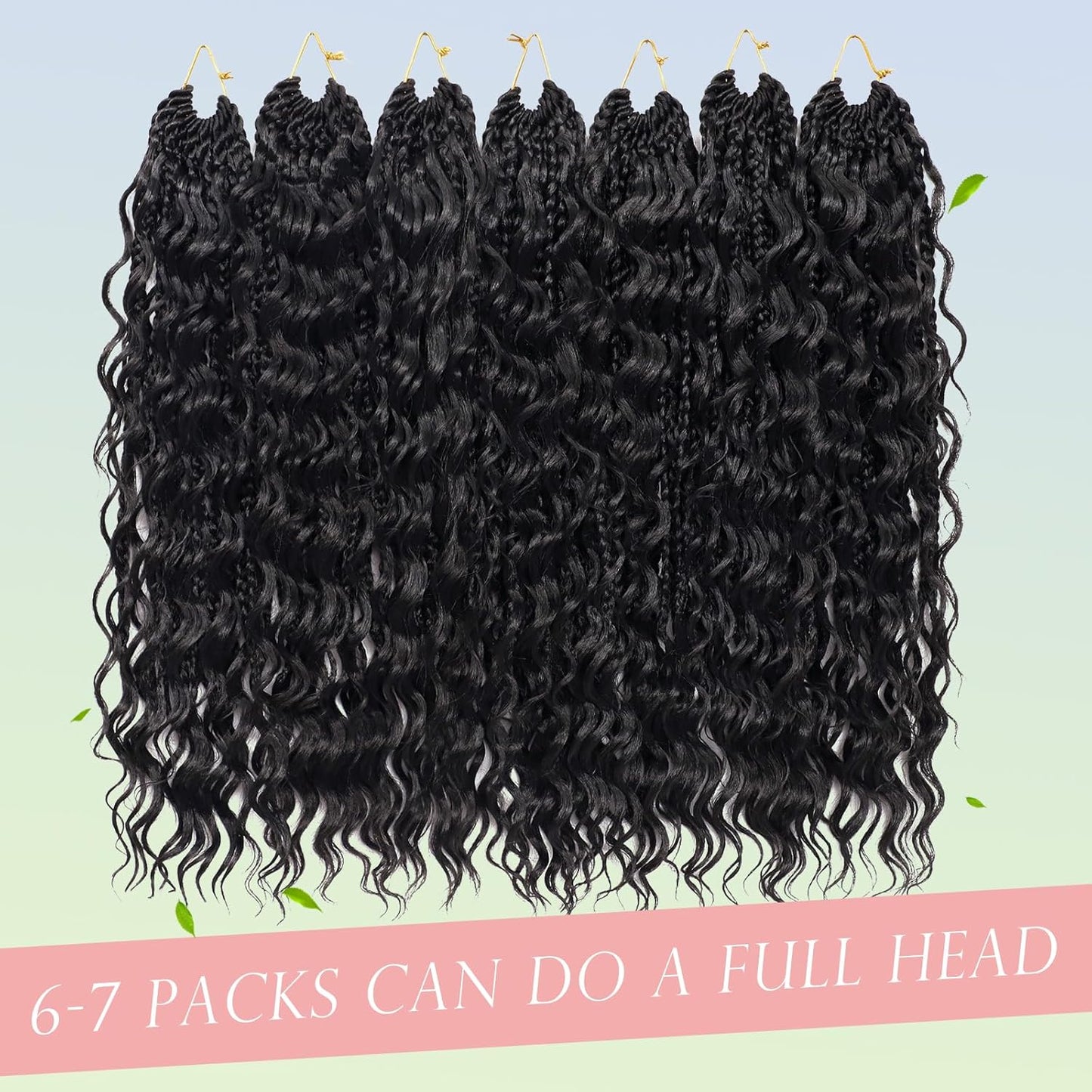 Goddess Box Braids Crochet Hair - 24 Inch Synthetic Braiding Hair with Curly Ends | 7 Packs, Pre-Looped (1B)