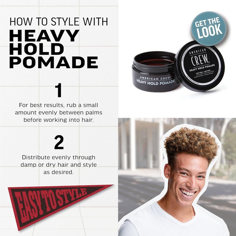American Crew Men's Hair Pomade - Heavy Hold & High Shine | 3 oz Styling Gel