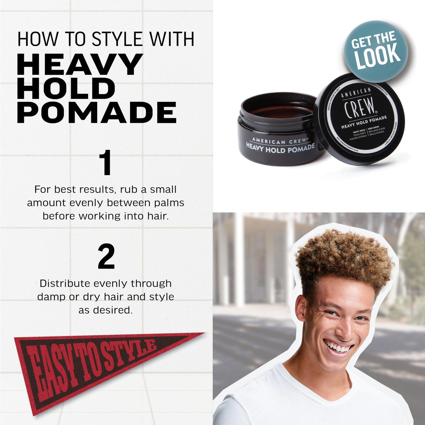 American Crew Men's Hair Pomade, Like Styling Gel with Heavy Hold & High Shine, 3 oz