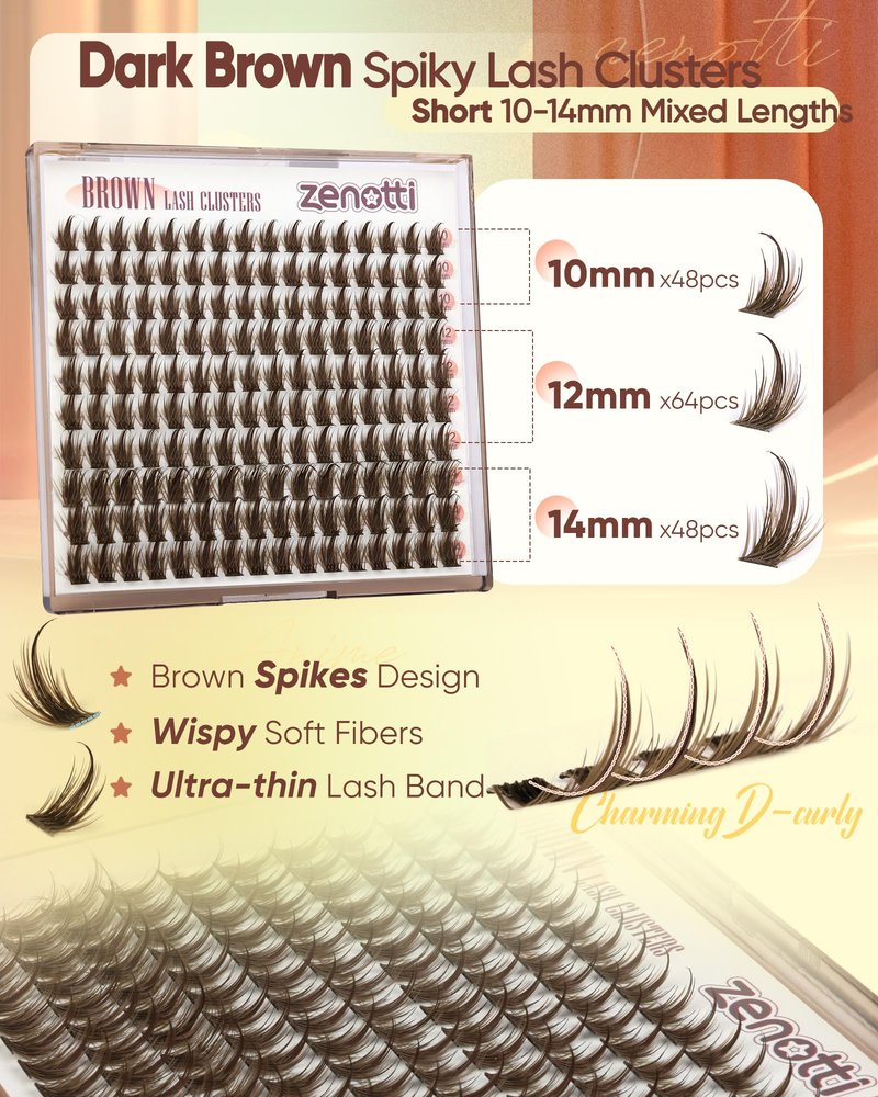 Brown Lash Clusters Manga Eyelash Clusters Dark Brown Wispy Cluster Eyelash Extensions Short 10-14mm Fairy Individual Lashes Natural Anime Lashes Extensions 160PCS by zenotti