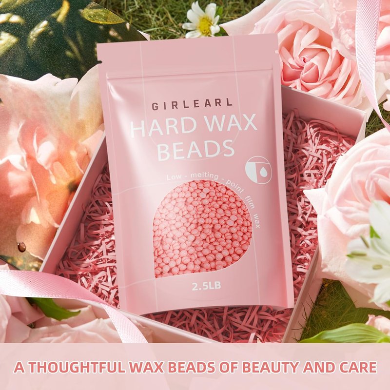 Hard Wax Beads for Hair Removal - Rose Oil Infused 2.5lb | Brazilian Wax for Sensitive Skin, Full Body Use