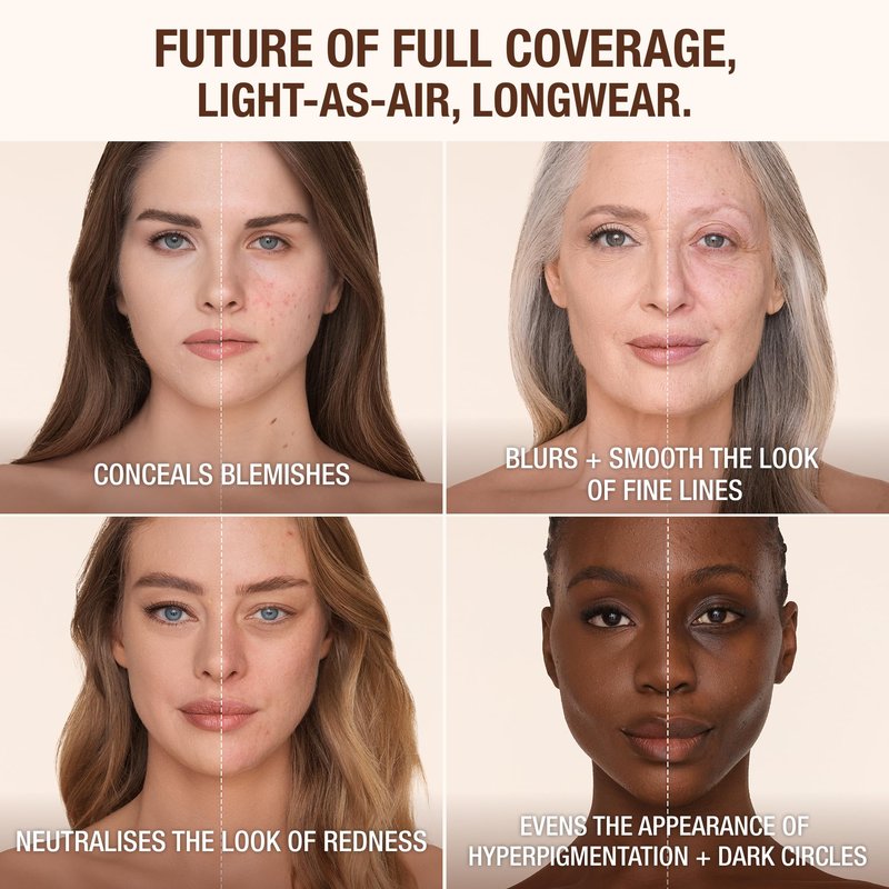 Charlotte Tilbury Airbrush Flawless Matte Foundation - Full Coverage Liquid Makeup with a Natural-Matte Finish - Smoothes & Blurs Pores - Waterproof & Transfer Resistant - 17 Cool