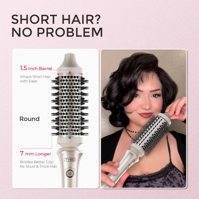 Tymo Thermal Brush - 1.5 Inch Curling & Straightening Tool | Dual Voltage Heated Volumizer in Gold