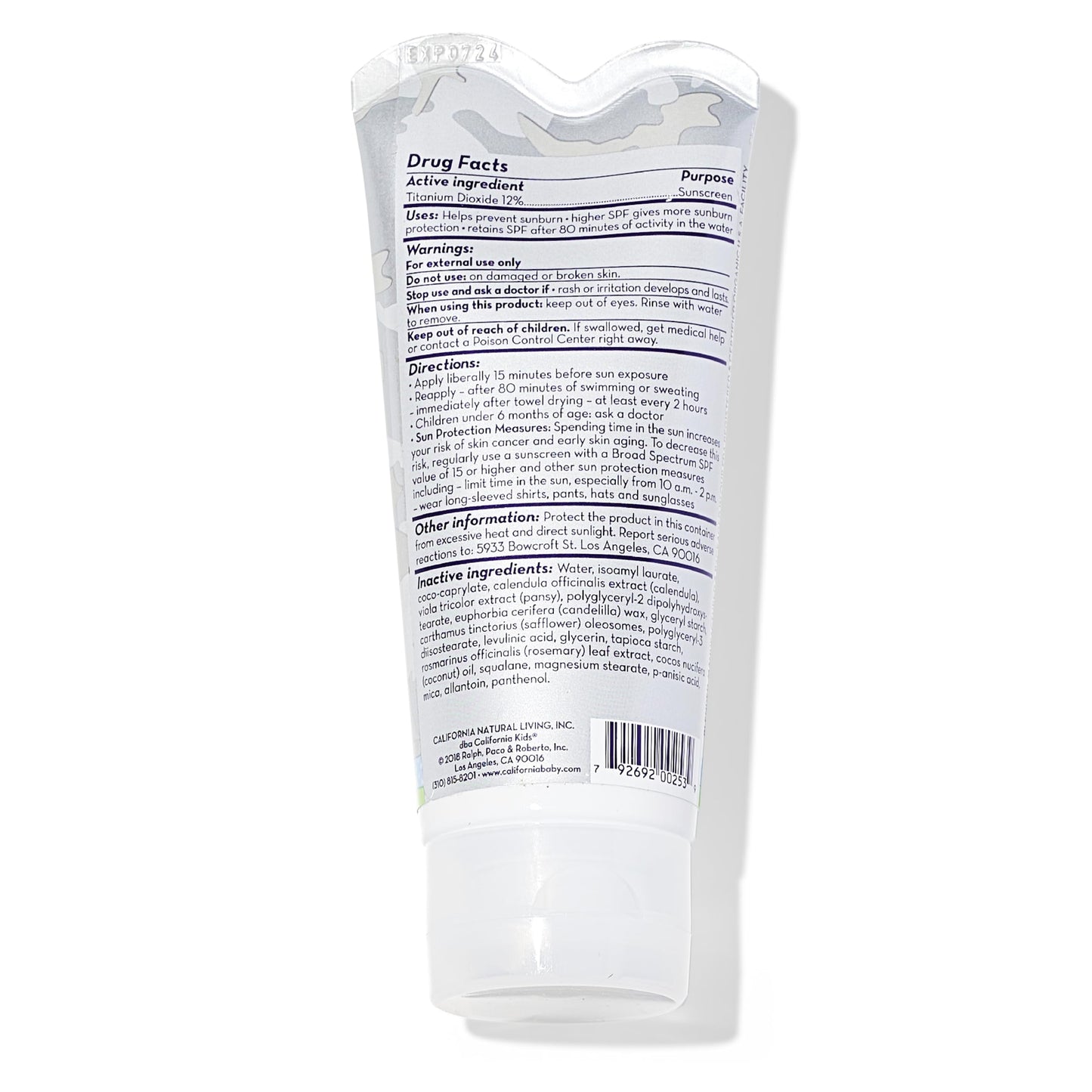California Kids Sunscreen SPF 30 + | Super Sensitive (Unscented) | Kids Mineral Sunscreen | Face + Body | Titanium Dioxide | Travel Size | 82g / 2.9oz