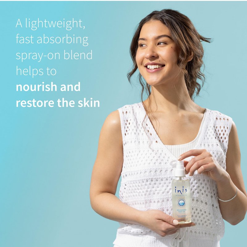Inis the Energy of the Sea - Replenishing Body Oil Spray for Women and Men, Fast-Absorbing Jojoba and Seaweed Moisturizer, After Shower Dry Body Oil with Vitamin E, 5 fl oz