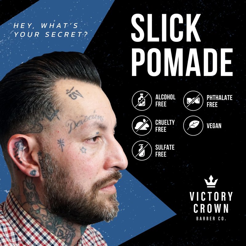Victory Crown Slick Pomade High Hold & High Shine Natural Hair Styling Grease for Sleek Polished Looks, 3.4 Oz