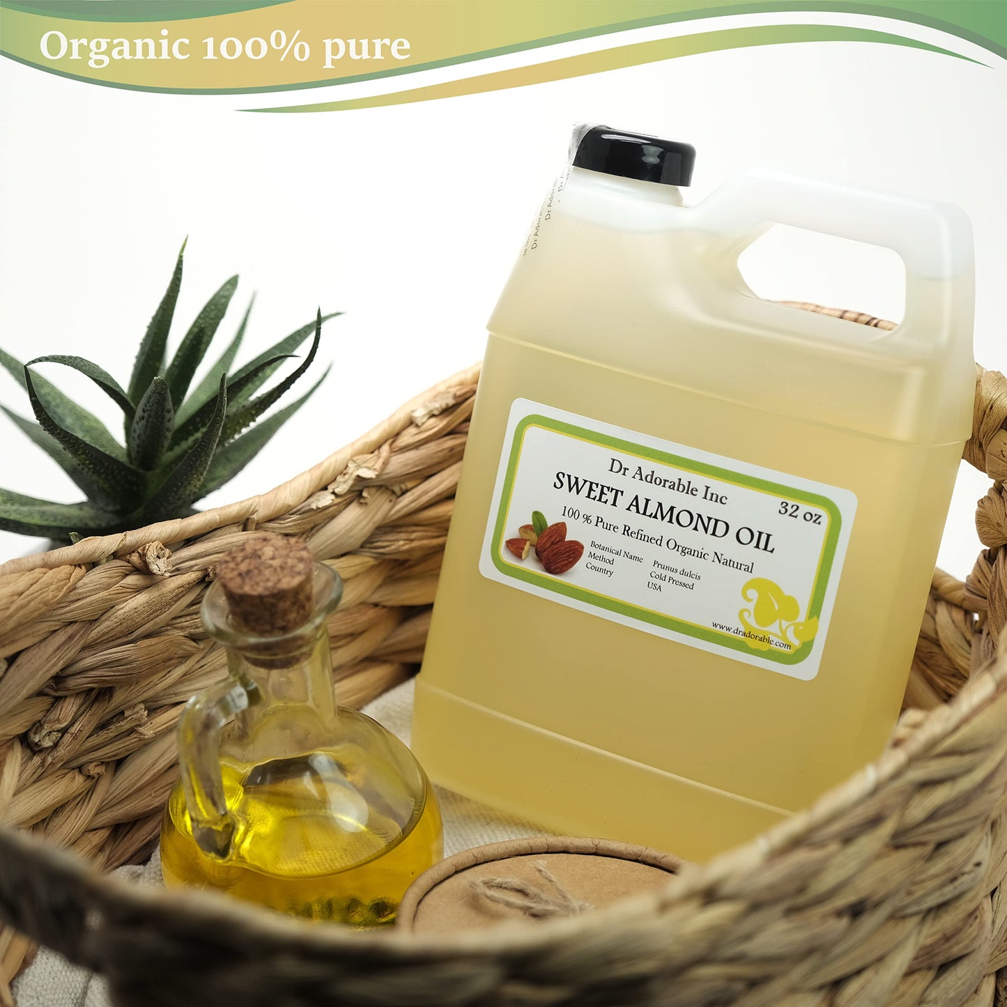 Dr Adorable - 32 oz - Sweet Almond Oil - Pure Organic Cold Pressed