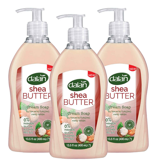 Dalan Shea Butter Cream Ultra Moisturizing Liquid Hand Soap for Normal and Dry Hands Fresh Clean and Soft Feeling (13.5 Fl Oz / 400 mL (Pack of 3))