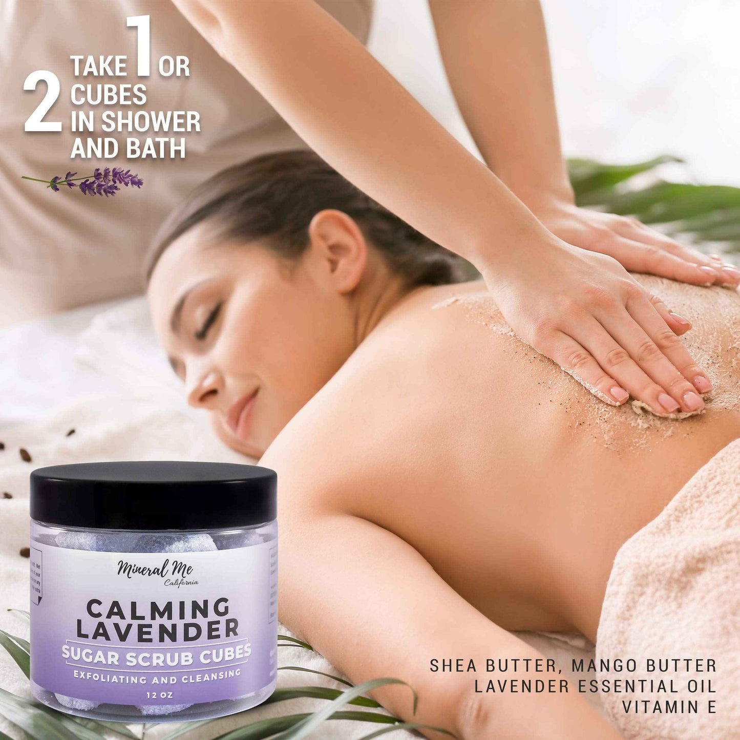 Body Scrub Exfoliator - 12oz WATERMELON Sugar scrub cubes w/Mango Butter & Shea butter, Exfoliating Body Scrub - 12oz LAVENDER Sugar scrub cubes, Natural & Organic for all body exfoliation