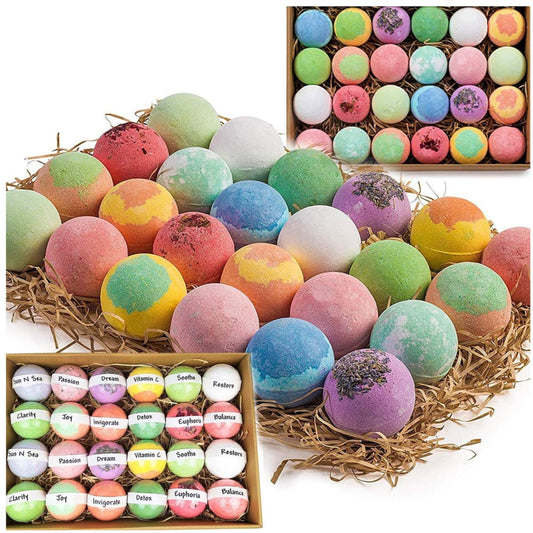 Bulk Bath Bombs Gift Set - 24 Nurture Me Organic Bath Bomb Kit - Moisturizing Bath Bombs Bath Gift Set – Best Birthday Gifts for Women, Mom, Girls, Teens, Her