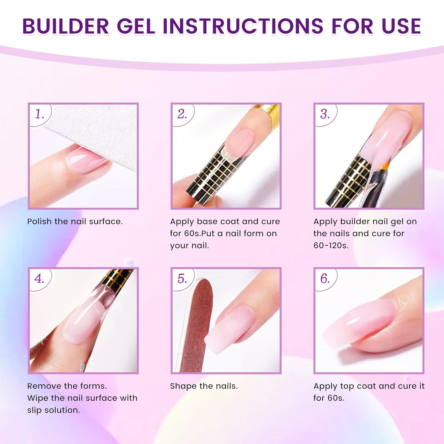 Nail Builder Gel Kit - 5oz Hard Nail Gel for Art & Extensions | Clear & White Colors