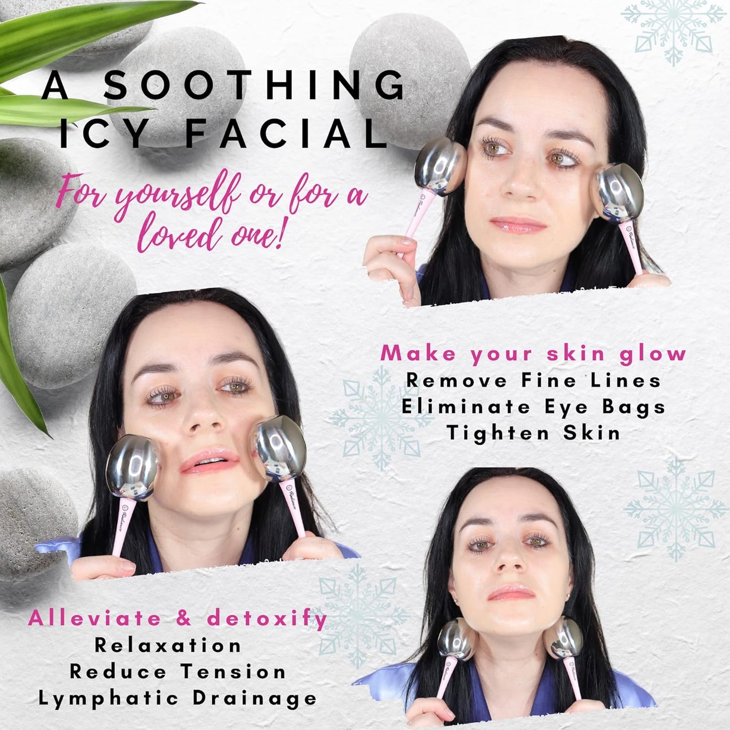 RADIANCE Ice Globes for Facials - Cryo Cooling Tool for Depuffing & Face Massage | Stainless Steel, Non-Shatter Design