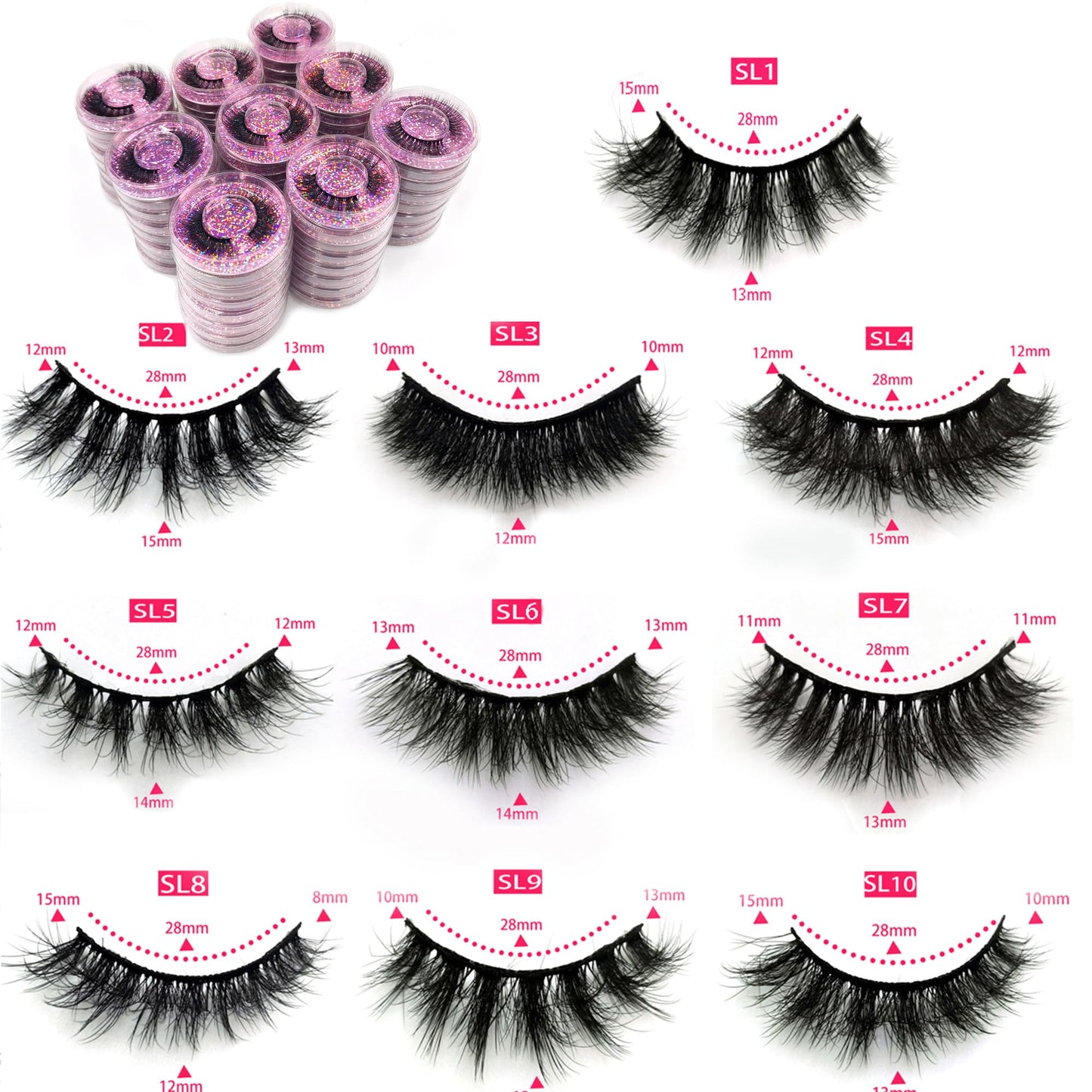 Ellazzle Eyelashes Wholesale Natural Look False Lashes 3D Fluffy Eyelashes Bulk 10 Styles(50 pairs)