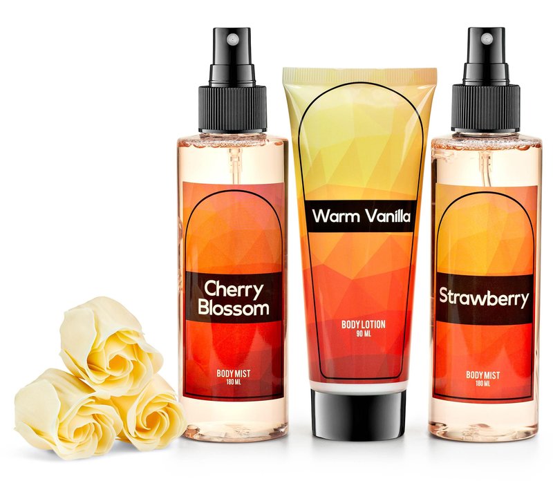 Fine Fragrance Body Mist & Body Splash Gift Set – Luxury Self-Care Combo for Women and Girls (Cherry Blossom, Strawberry, Warm Vanilla, Rose Soap) – Mother's Day Gift for Mom