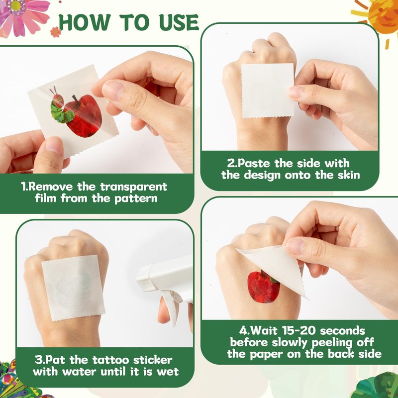 Andi Cppss Hungry Insects Temporary Tattoo - 144PCS Kids Temporary Tattoos for Party Supplies Insect Theme Tattoo Stickers for Kids Cute Animal Tattoos for Classroom Reward Birthday Party Event Decor