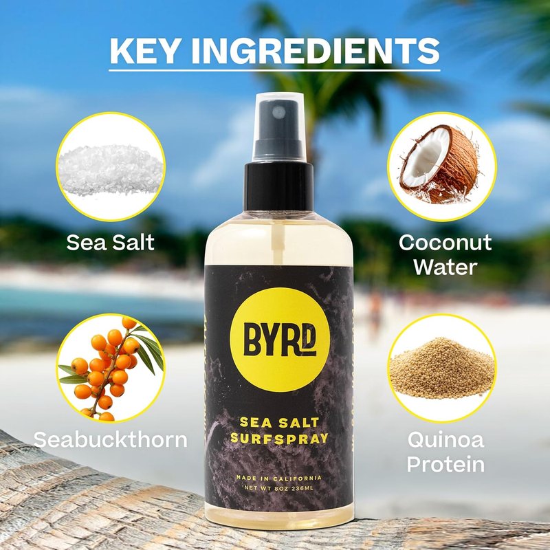 Byrd Sea Salt Surfspray - Texturizing & Volumizing Spray for Men | Salty Coconut Scent, 8 Fl Oz (Pack of 2)