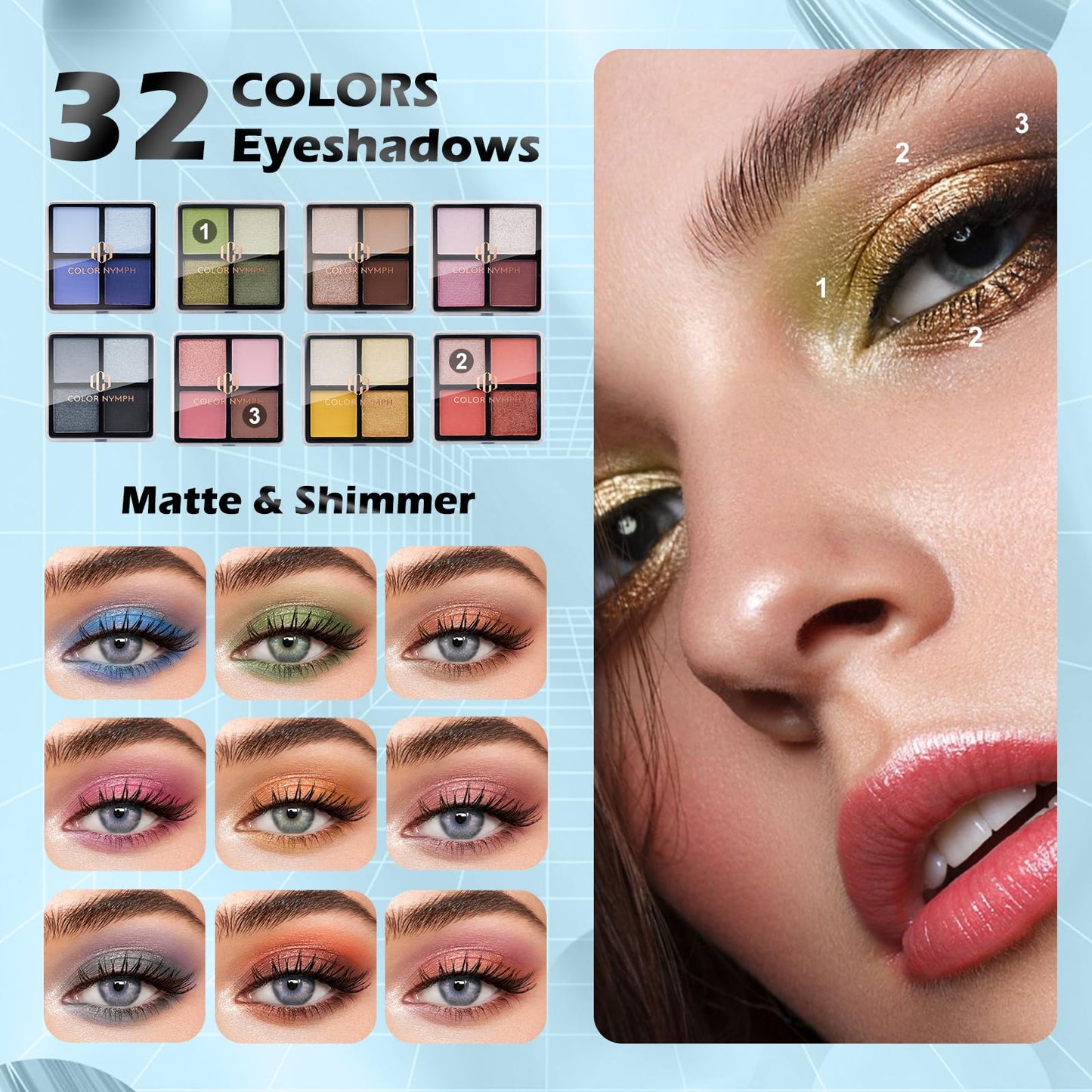 Color Nymph Makeup Kit for Teen Girls Beginner, All in One Makeup Kit for Girls with Train Case Includes Eyeshadow, Blush, Highlighter, Bronzer, Contour, Lipsticks, Eyeliner, Brushes & Mirror - White