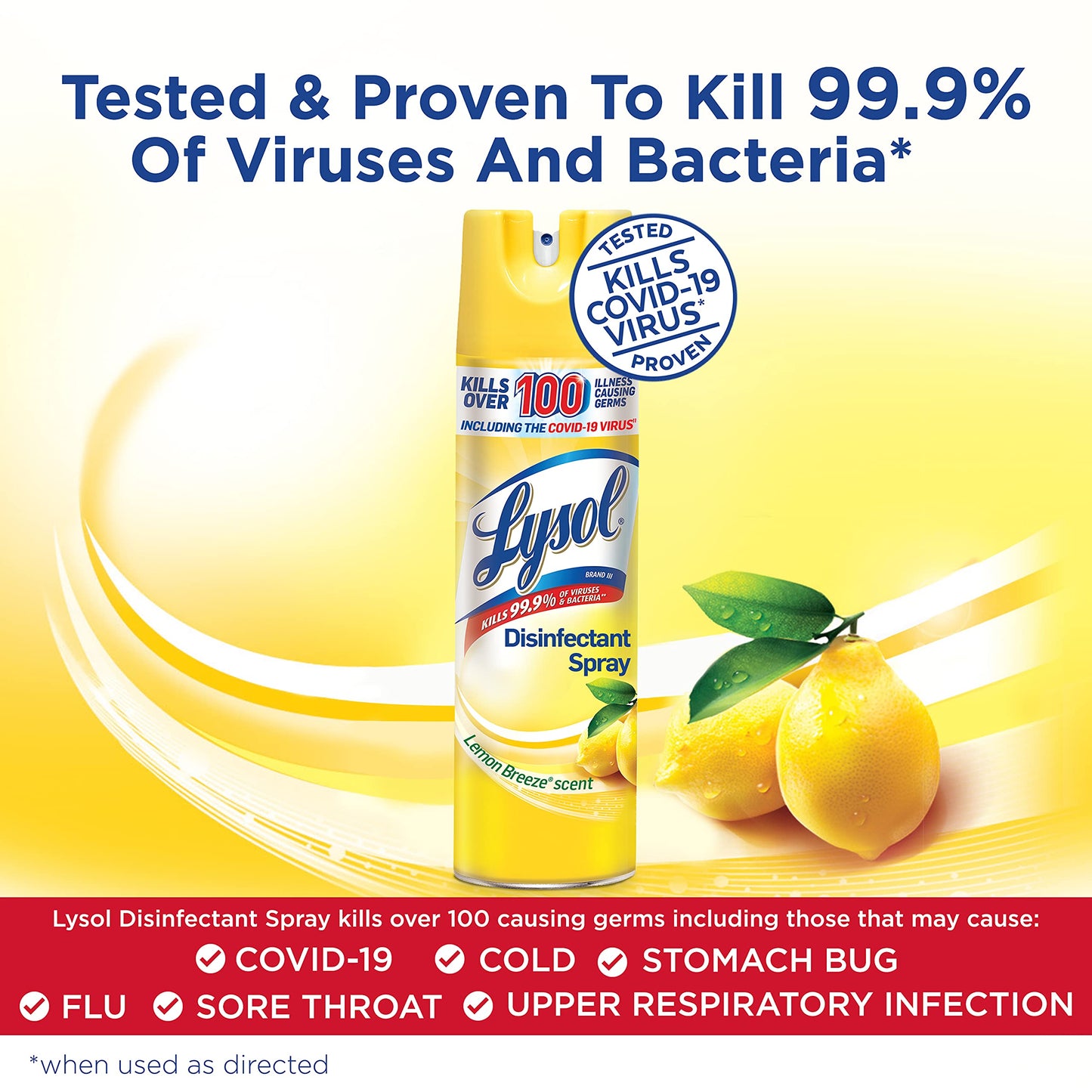 Lysol Disinfectant Spray, Lemon Breeze, 19oz, Clear