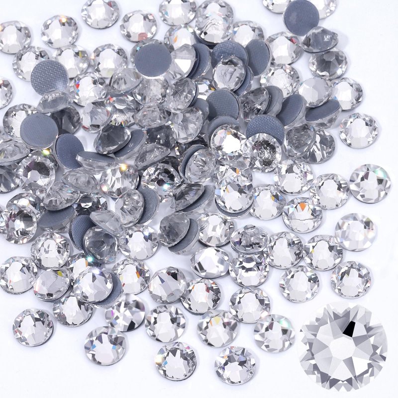 Novani Hotfix Rhinestones 1440pcs Clear Round Iron on Rhinestone Style 2088 Sparkly Crystal Gemstones for Fabric and Crafting, SS34 (7.0-7.3mm)