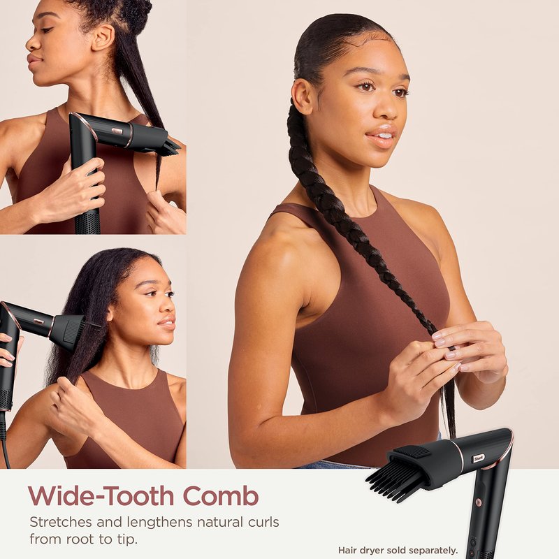 Shark XSKHD4WTCB FlexStyle Wide Tooth Comb, Blow Dryer Comb Attachment for HD400 Series, FlexStyle Air Styling & Drying System, Styling Tool, for Curly and Coily Hair, Black