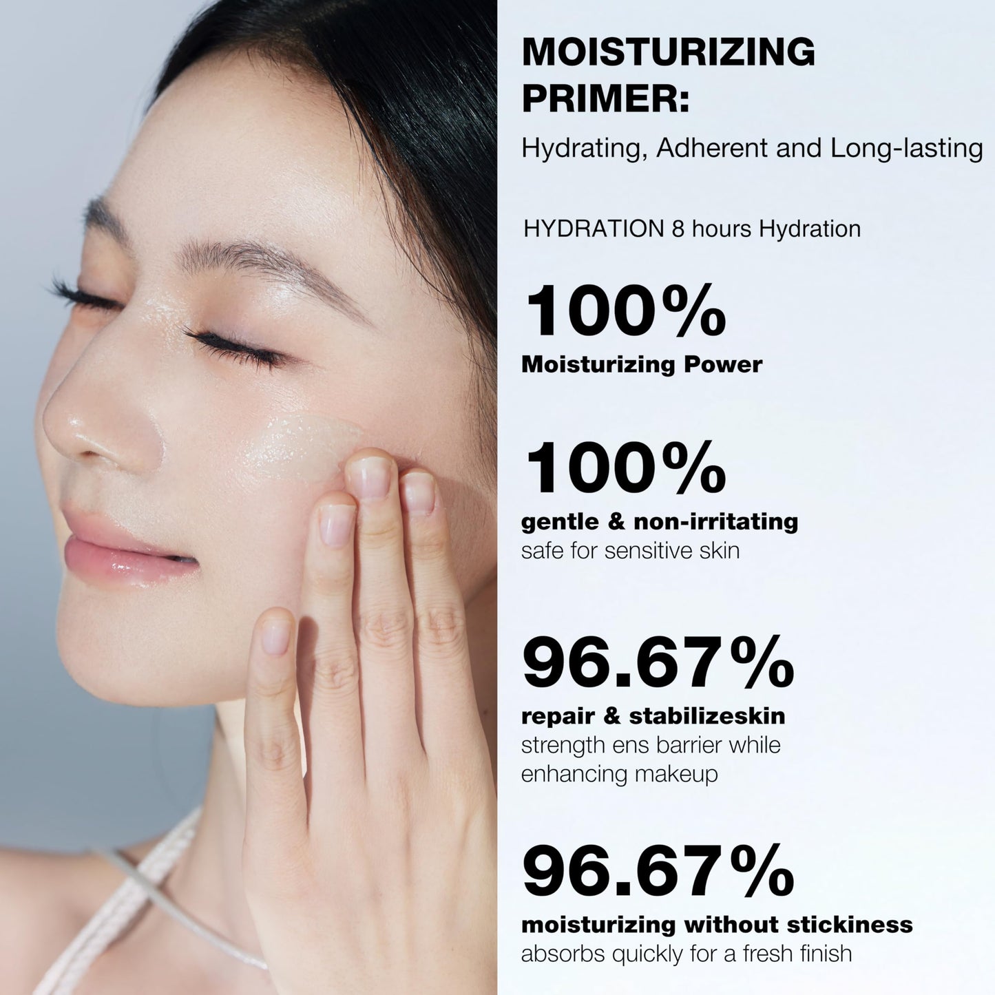 UIMO Face Primer, Hydrating Gel Makeup Base for Smooth Skin, Long-Lasting Dewy Finish, 8-Hour Moisture, 2.11 Fl Oz Total (1.01 Fl Oz + 1.1 Fl Oz Refill)