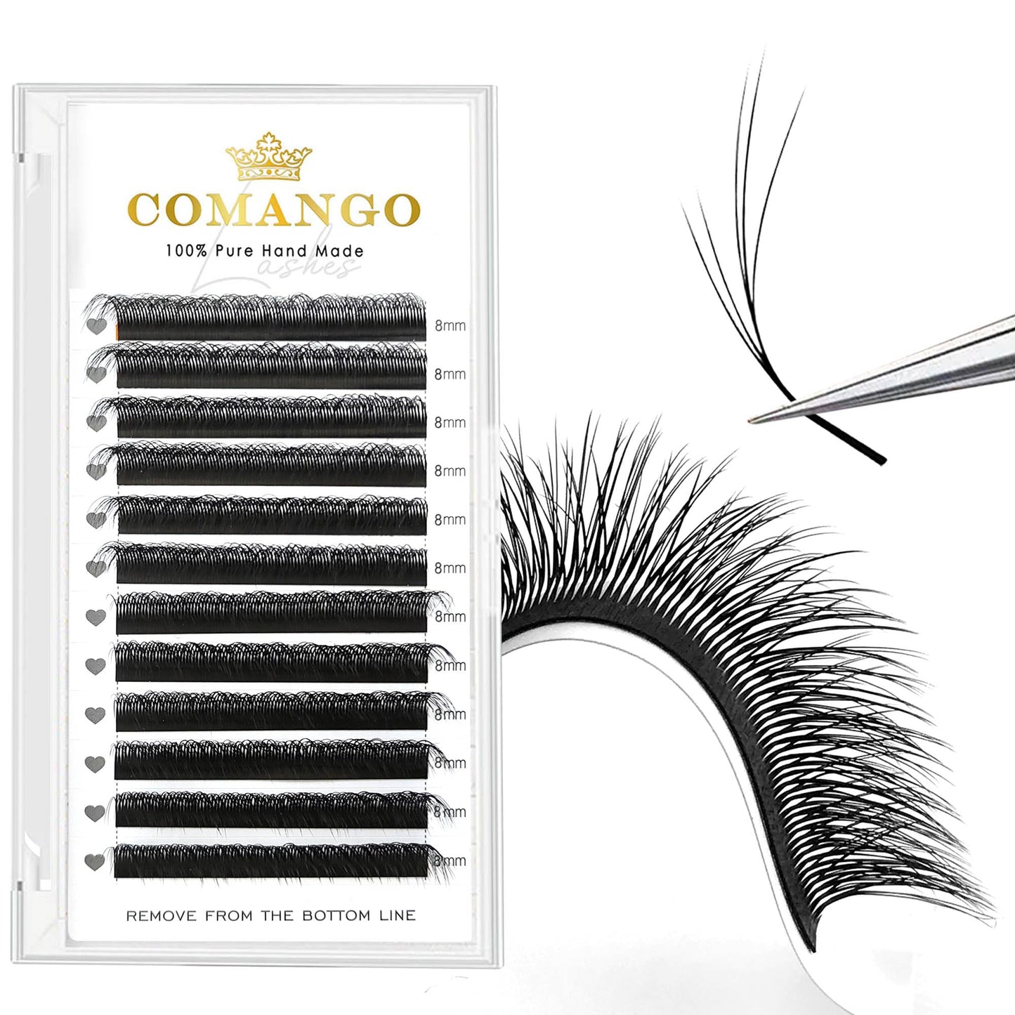 CoMango Fox Eyelashes Extension Flying YY Lashes 5D Mutil-layer Y Shaped Lash Mink Premade Lash Fans C/D Curly Foxy YY Lashes Natural Fluffy Handmade Individual Eyelash Fans(Black,5D-C-10mm)