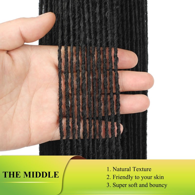 GUOHUI Micro Faux Locs Crochet Hair, 36 Inch 5 Packs Color Natural Black DIY Braids Straight Styles (36",1B)