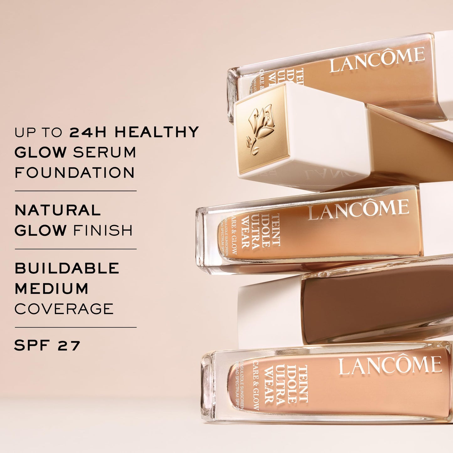 Lancôme Teint Idole Ultra Wear Care & Glow Longwear Foundation with SPF 27, Hydrating Medium Buildable Coverage & Glow Finish - 115C