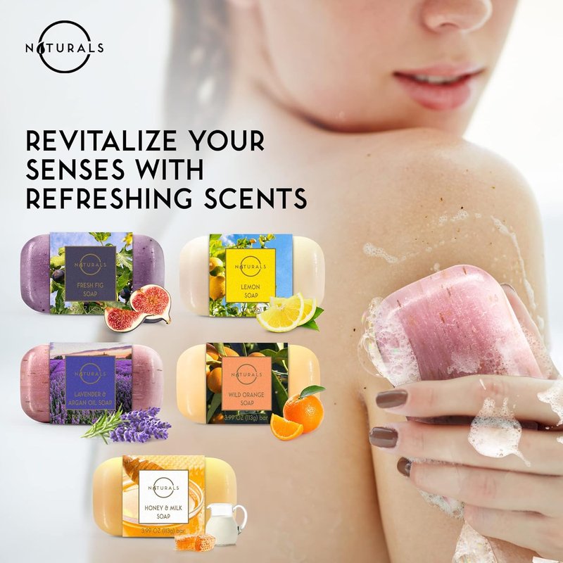 O Naturals 100% Natural Bar Soap Gift Set | Organic Ingredients & Essential Oils - 10-Piece Variety for Spa Gifts