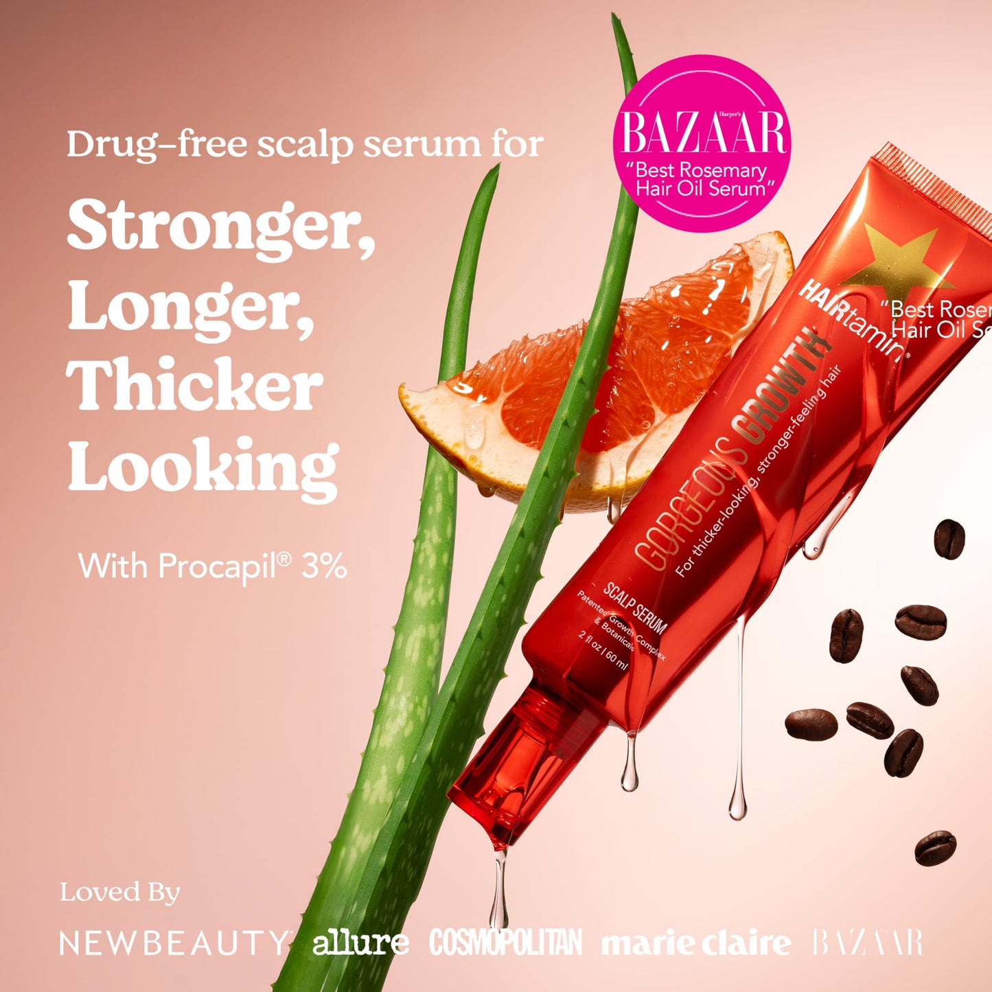 HAIRtamin Scalp Serum Natural Hair Growth Thickening Treatment | Made in USA | Helps Increase Hair Thickness and Aids Against Hair Thinning and Fall Out | Moisturizes and Soothes Dry Itchy Scalp