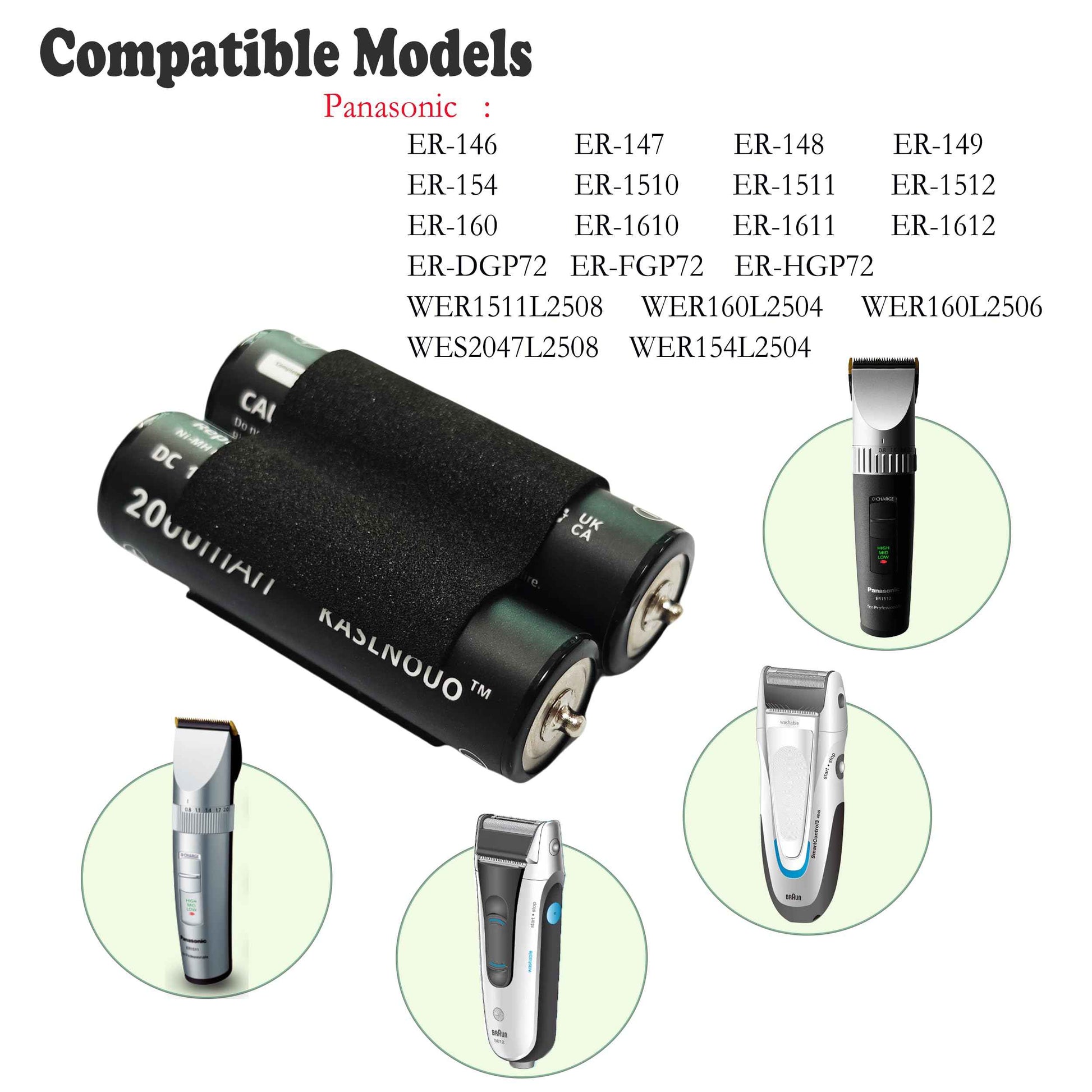 TAWUZUOR Replacement Battery Compatible with ER-148 ES-2059 ERFGP72 ER-1510, Braun Smart Control3 4775 Flex XP 5610 Electric Shaver 1.2V/2000mAh