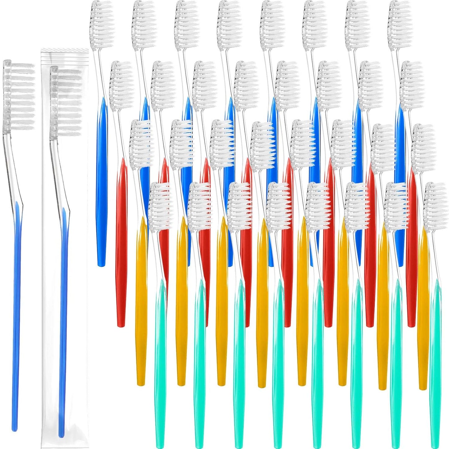 200 Pcs Disposable Travel Toothbrush Set - Medium Soft Bristles, Individually Wrapped for Adults | Perfect for Hotels & Travel