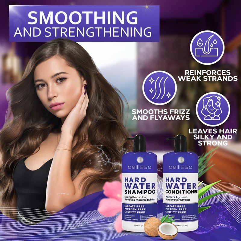 Hard Water Shampoo & Conditioner Set - Sulfate-Free Moisturizing Hair Care for Men & Women | Deep Clean & Mineral Build-Up Remover