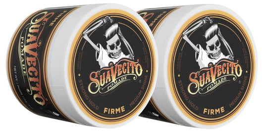 Suavecito Pomade Firme (Strong) Hold 4 oz, 2 Pack - Strong Hold Hair Pomade For Men - Medium Shine Water Based Wax Like Flake Free Hair Gel - Easy To Wash Out - All Day Hold For All Hair Styles