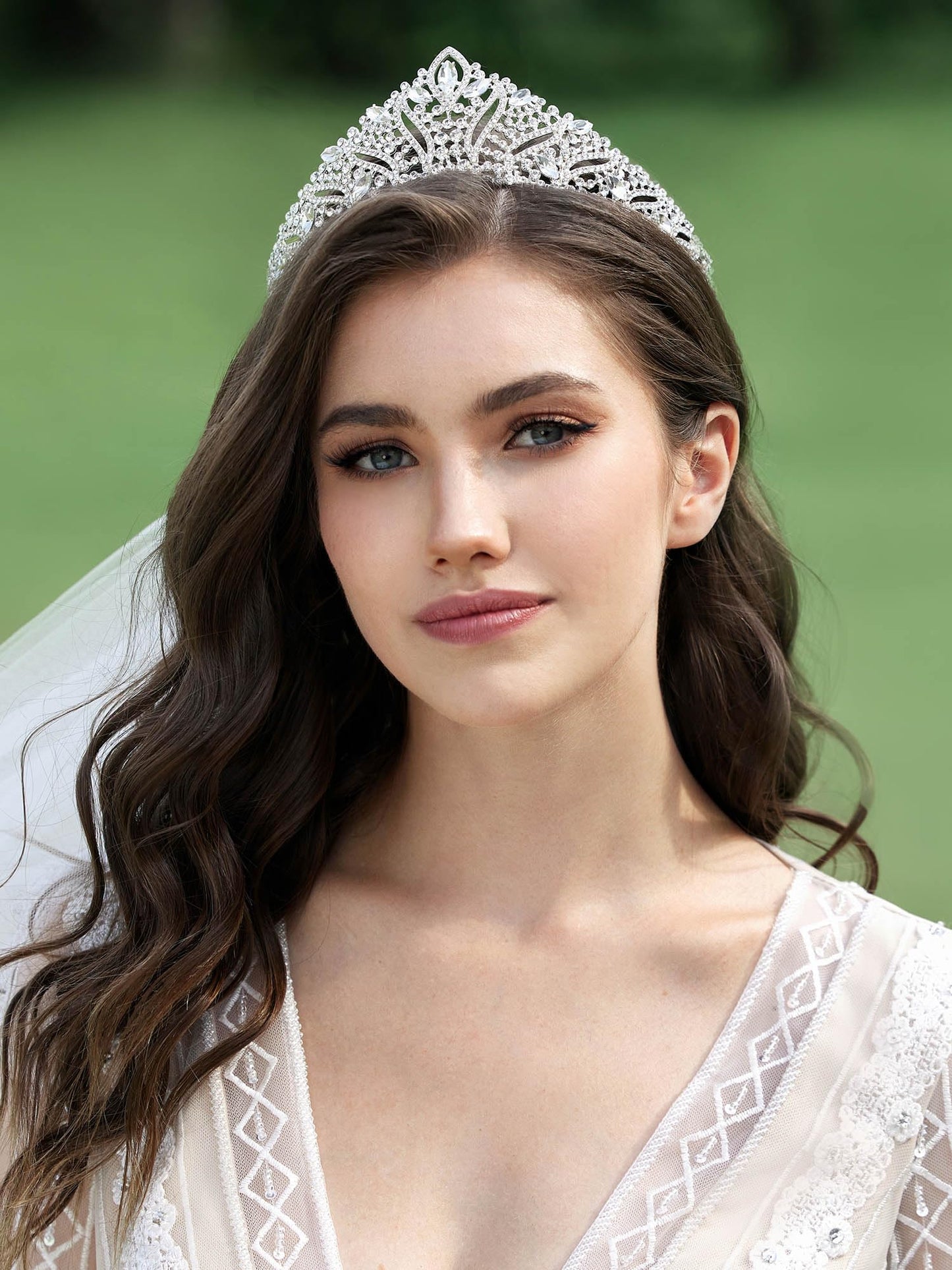 SWEETV Anastasia Tiaras and Crowns for Women, Wedding Tiara for Bride, Rhinestone Queen Crown, Silver Crystal Princess Headpieces for Prom Costume Party