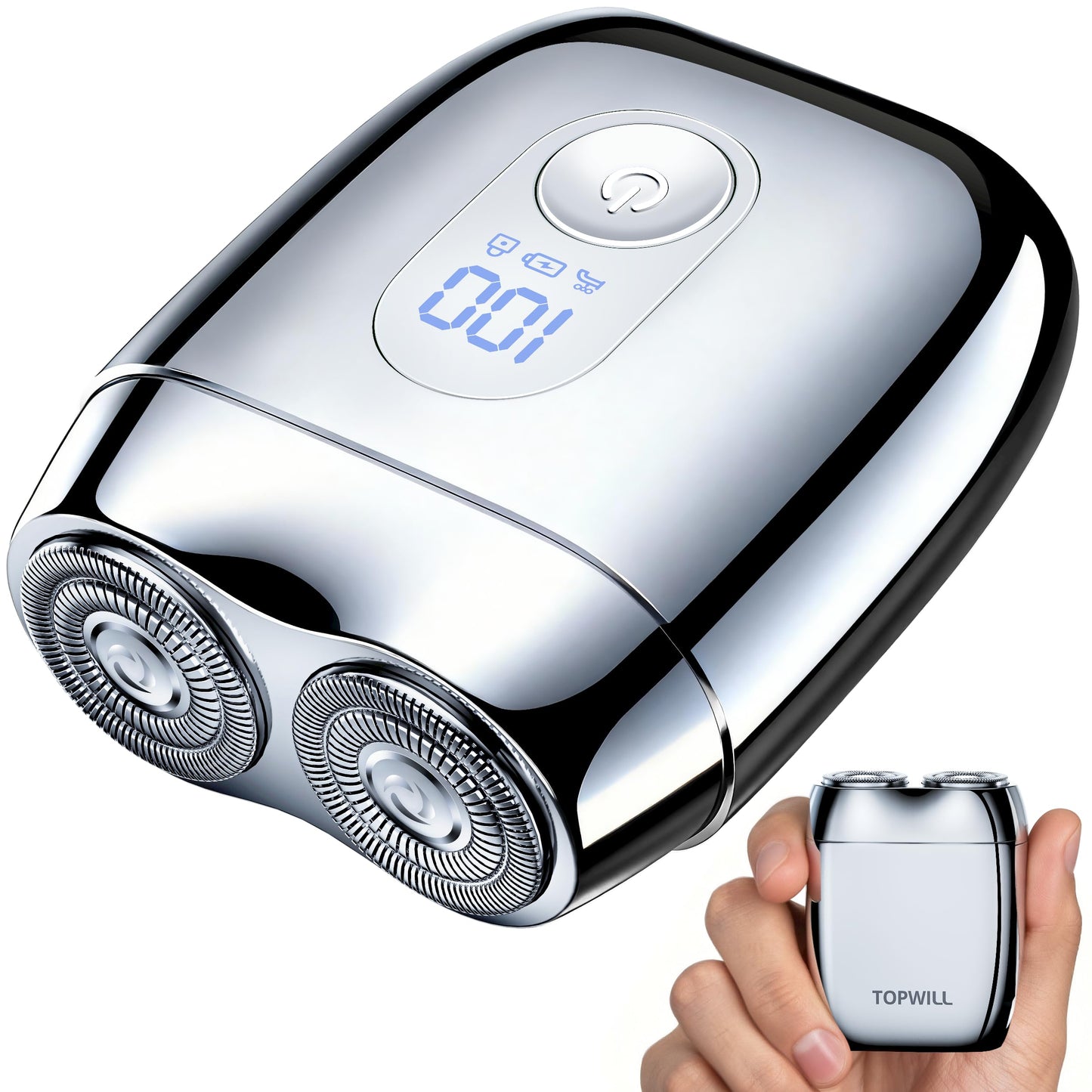 Alloy Mini Electric Shaver for Men – Valentine's Day Gift, Portable Travel USB-C Rechargeable Razor with Mirror Cap, Waterproof Wet/Dry, Smooth Shave, Ideal Gift for Husband Boyfriend, RX40 Silver