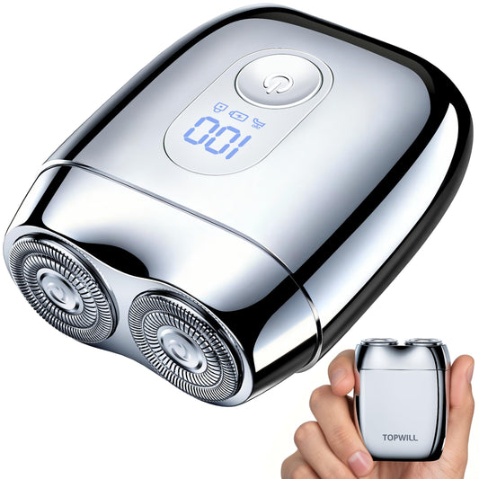 Alloy Mini Electric Shaver for Men – Valentine's Day Gift, Portable Travel USB-C Rechargeable Razor with Mirror Cap, Waterproof Wet/Dry, Smooth Shave, Ideal Gift for Husband Boyfriend, RX40 Silver