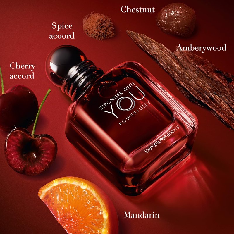 Armani Beauty Stronger With You Cologne for Men - Warm Spicy Fragrance with Chestnut & Cherry | 3.4 oz